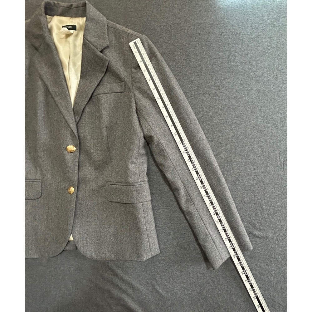 J.Crew Schoolboy Blazer Women 6 Gray Wool Gold Crest Button Jacket - Picture 12 of 14